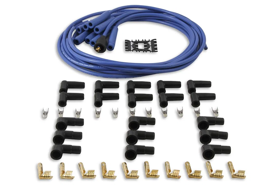 4040B – ACCEL Spark Plug Wire Set, Unassembled Blue 8 Millimeter Diameter Silicone Carbon Graphite Spiral Core With R...